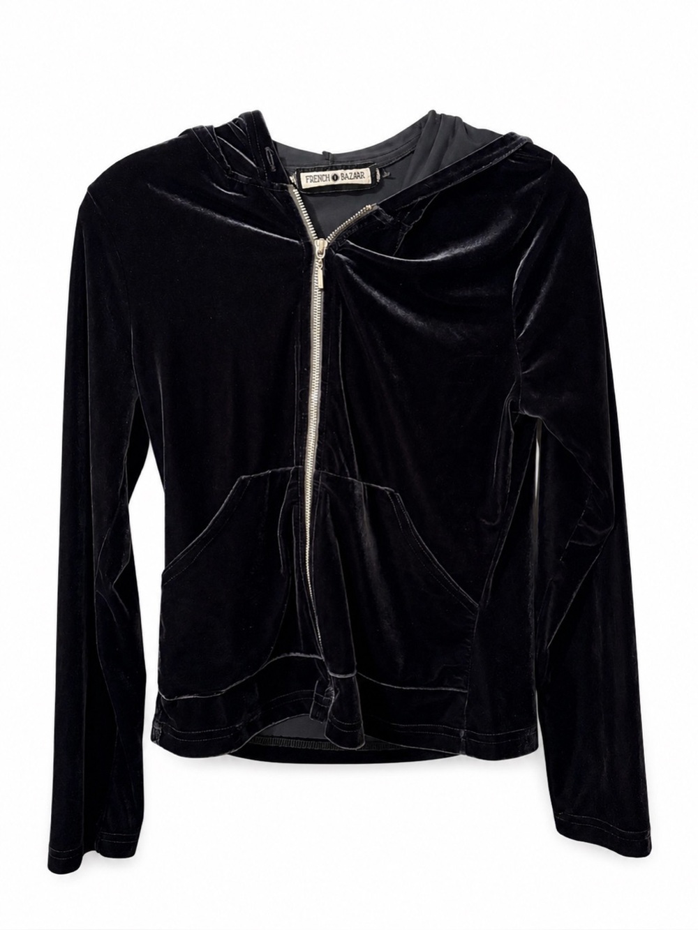 Y2K VELOUR FRENCH BAZAAR ZIP UP HOODIE SMALL
